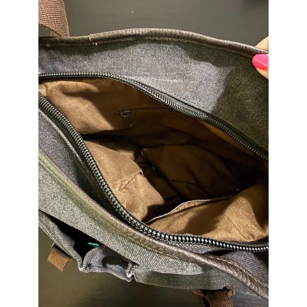Weplan Canvas Messenger Bag Charcoal Gray Brown Crossbody Travel Satchel